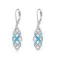 wholesale 925 Sterling Silver Blue Cubic Zirconia Infinity Knot Leverback Drop Earrings For Women-0-6