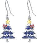 wholesale 925 Sterling Silver Christmas Tree Dangle Earrings with Stars and Bows-0-12