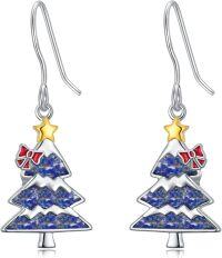 wholesale  Sterling Silver Tree Dangle Earrings with Star -Crushed Lapis lazuli