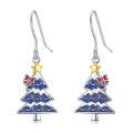 wholesale 925 Sterling Silver Christmas Tree Dangle Earrings-0-12
