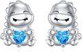 wholesale 925 Sterling Silver Blue Heart Cat Stud Earrings Gifts for Girls and Women-0-0
