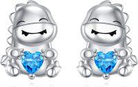 wholesale 925 Sterling Silver Blue Heart Cat Stud Earrings Gifts for Girls and Women-Dinosaur