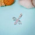 wholesale 925 Sterling Silver Pink Ribbon Dragonfly Charm Pendant-0-2
