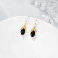 wholesale Gold-Plated 925 Sterling Silver Black Onyx Filigree Drop Earrings-0-2