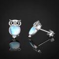 wholesale 925 Sterling Silver Moonstone Owl Stud Earrings - Cute Animal Jewelry for Women-0-1