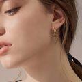 wholesale 14K Gold Cross Heart Shape Pendant Leverback Earrings  for Women Girls Birthdays Anniversary Christmas Presents-0-2