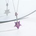 wholesale 925 Sterling Silver & Purple Stone Electric Guitar Star Pendant Necklace for Guitar Lovers-0-1