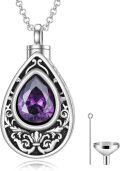 wholesale Sterling Silver Amethyst Filigree Urn Necklace for Ashes Memorial Jewelry Gift-0-0