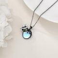 wholesale 925 Sterling Silver Moonstone Witch Hat Black Cat Halloween Necklace-0-3