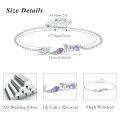 wholesale 925 Sterling Silver Mermaid Bracelet Heart Shaped Purple Zircon Platinum Plated Chain For Women-0-4