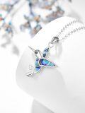 wholesale 925 Sterling Silver & Abalone Shell Hummingbird Pendant Necklace-0-1