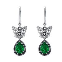 wholesale 925 Sterling Silver Butterfly Earrings Wholesale With Peridot Stones-Emerald Green