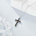 wholesale 925 Sterling Silver Black Enamel Celtic Knot Cross Pendant Necklace for Women-0-2