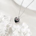wholesale 925 Sterling Silver Black Austrian Crystal Heart Pendant Necklace-0-2