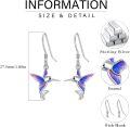 wholesale 925 Sterling Silver Purple Opal Hummingbird Dangle Drop Earrings for Women-0-5