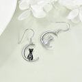 wholesale 925 Sterling Silver Cat Moon Drop Dangle Earrings for Women-0-3