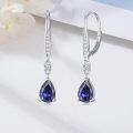 wholesale 925 Sterling Silver Blue Austrian Crystal Pear Drop Leverback Earrings for Women's Gifts-0-2