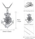 wholesale 925 Sterling Silver Ship Wheel & Anchor Pendant Nautical Necklace-0-2