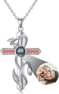 wholesale 925 Sterling Silver 12 Month Birthstone Flower Necklace  Char-01-Jan-Snow Lotus+Photo-01-January-Snow Lotus