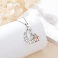 wholesale 925 Sterling Silver Crescent Moon & Star with Harp Pendant Necklace Musical Instrument  for Women-0-2