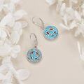wholesale 925 Sterling Silver Turquoise Stone Celtic Peace Sign Drop Earrings for Women Girls Gift Idea-0-3