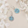 wholesale 925 Sterling Silver Turquoise Stone Celtic Peace Sign Drop Earrings for Women Girls Gift Idea-0-3