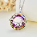 wholesale 925 Sterling Silver Rainbow Crystal Horse & Girl Pendant Necklace for Women-0-5
