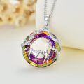 wholesale 925 Sterling Silver Rainbow Circle Pendant Necklace Wholesale With Horse And Girl-0-5