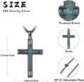 wholesale 925 Sterling Silver Black Plated Turquoise Inlay Cross Pendant Necklace for Men Religious s-0-1