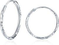 wholesale 925 Sterling Silver Twisted Patterned Hoop Earrings (25/35/45 mm) - For Men & Women-35MM