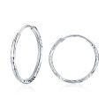 wholesale 925 Sterling Silver Hoop Earrings White Gold Plated Twisted Faceted Circle For Women-0-0