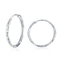 wholesale 925 Sterling Silver Hoop Earrings Wholesale With Zircon Cut Design-35MM