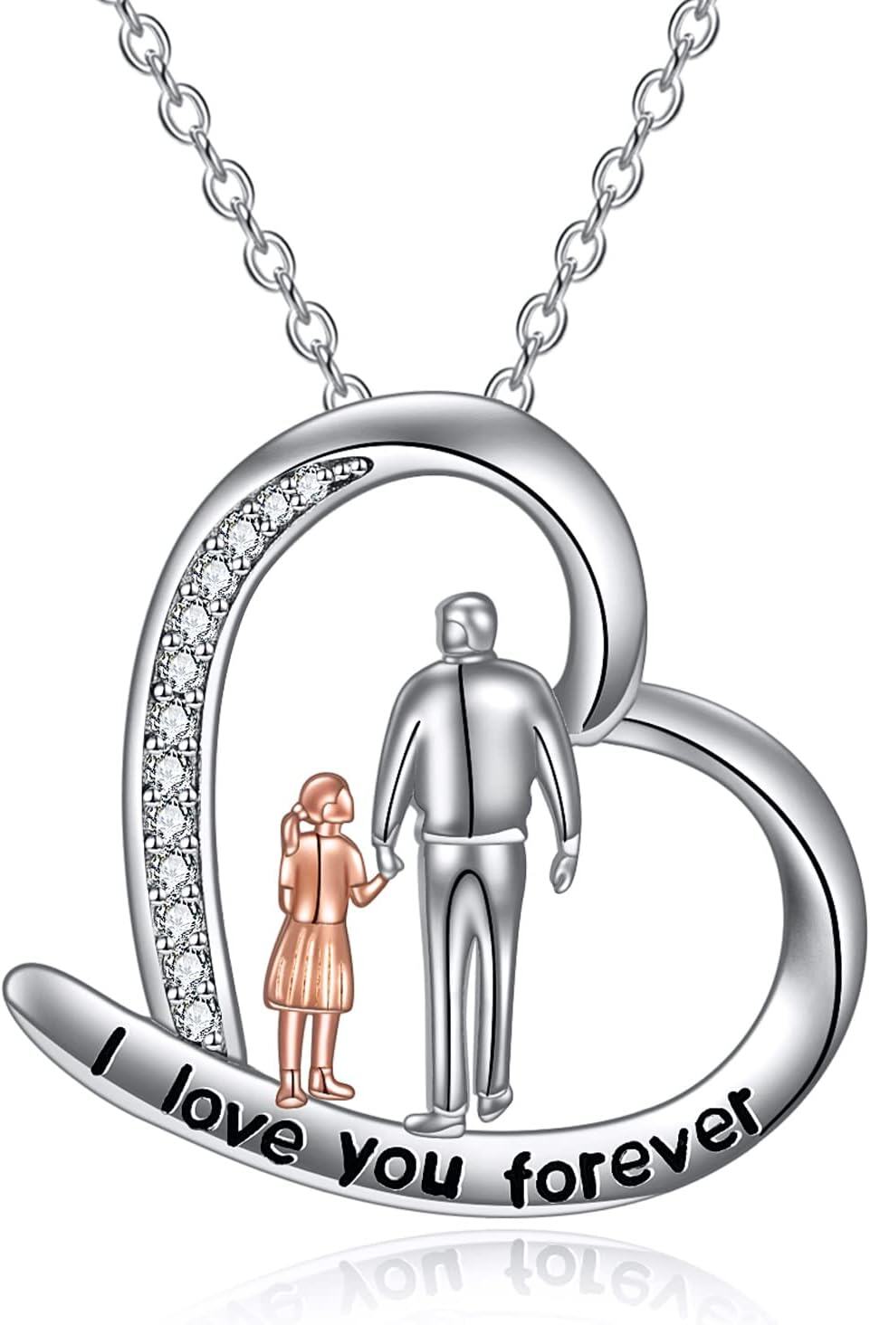 wholesale 925 Sterling Silver Heart Pendant Mother Daughter Necklace I love you forever Gifts for Mom Grandmother-0-0