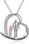 wholesale 925 Sterling Silver Heart Pendant Mother Daughter Necklace I love you forever Gifts for Mom Grandmother-0-0