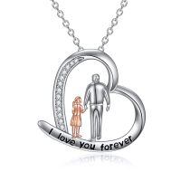 wholesale 925 Sterling Silver Heart Necklace I Love You Forever-Father & Daughter Necklace