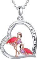 wholesale 925 Sterling Silver Flamingo Love Forever Heart Pendant Necklace for Women-0-0