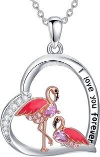 wholesale 925 Sterling Silver Flamingo Love Forever Heart Pendant Necklace for Women-Flamingo