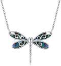 wholesale 925 Sterling Silver CZ Inlay Abalone Shell Dragonfly Pendant Necklace for Women and Girls-0-0