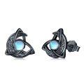 wholesale 925 Sterling Silver Moonstone Triquetra Stud Earrings For Women And Men-0-0