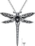 wholesale Sterling Silver Stone Dragonfly Urn Necklace for Ashes w Filling Tool-0-23