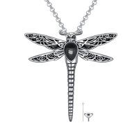 wholesale 925 Sterling Silver Dragonfly Pendant Necklace Wholesale With Crystal-Stone-Obsidian