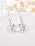 wholesale 925 Sterling Silver Moon & White Opal Mushroom Drop Earrings for Women-0-3