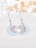 wholesale 925 Sterling Silver Crescent Moon Mushroom Earrings Wholesale With Opal-like Finish-0-3