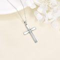 wholesale 925 Sterling Silver Cross Pendant with Round Cut Cubic Zirconia Stone Necklace for Women-0-3