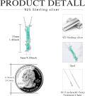 wholesale 925 Sterling Silver Opal Leaf Bar Pendant Necklace - White Blue Green Gemstone s for Women and Teen Girls-0-2