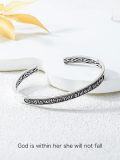 wholesale Sterling Silver Celtic Strength Mantra Cuff Bracelet Poiuy Inspirational Jewelry Gift-0-64