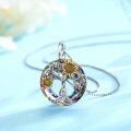 wholesale 925 Sterling Silver Crystal Sunflower Tree of Life Pendant Necklace for Women Mom Wife Gifts-0-2