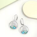 wholesale 925 Sterling Silver Abalone Shell Mountain Cross Dangle Earrings Religious Jewelry for Women Gifts 4cm Long-0-2