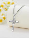 TOUPOP 925 Sterling Silver Star of David Cross Pendant Religious Necklace-0-2