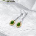 wholesale 925 Sterling Silver Green Jade and White Cubic Zirconia Bohemian Dangle Earrings Handcrafted Jewelry for Women-0-4